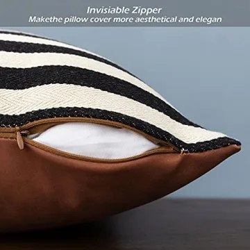 LIGICKY Boho Faux Leather Decorative Pillow Covers 18x18