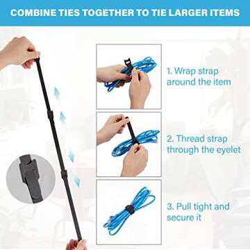 100 PCS Reusable Cable Ties with Hook and Loop, Multi-purpose Adjustable 8 Inch Cable Management Wire Ties Cable Straps for Organizing Home, Office and Data Centers (Black)
