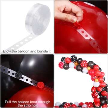 Gejoy 117 Mouse Balloon Garland Arch Kit Black Red White Gold/rose Red Pink Balloon Garland Arch and Strip for Theme Party Baby Shower Birthday Wedding Decoration