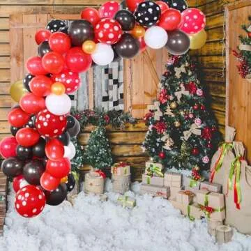 Gejoy 117 Mouse Balloon Garland Arch Kit Black Red White Gold/rose Red Pink Balloon Garland Arch and Strip for Theme Party Baby Shower Birthday Wedding Decoration