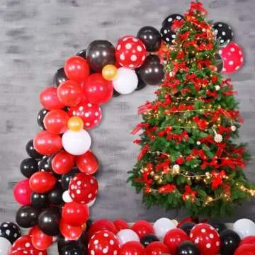 Gejoy 117 Mouse Balloon Garland Arch Kit Black Red White Gold/rose Red Pink Balloon Garland Arch and Strip for Theme Party Baby Shower Birthday Wedding Decoration