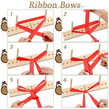 WILLBOND Bow Maker for Ribbon Wreath Wooden Maker Tool with U-Shaped Scissor and Twist Ties for Making Bows DIY Crafts Christmas Party Decorations Hair Corsages(Gold, Silver, Rose, Purple, Blue)