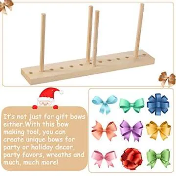 WILLBOND Bow Maker for Ribbon Wreath Wooden Maker Tool with U-Shaped Scissor and Twist Ties for Making Bows DIY Crafts Christmas Party Decorations Hair Corsages(Gold, Silver, Rose, Purple, Blue)