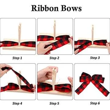 WILLBOND Bow Maker for Ribbon Wreath Wooden Maker Tool with U-Shaped Scissor and Twist Ties for Making Bows DIY Crafts Christmas Party Decorations Hair Corsages(Gold, Silver, Rose, Purple, Blue)