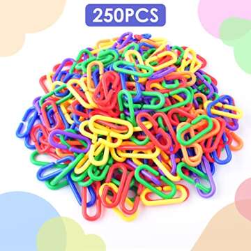 Bissap Plastic Chain Links Birds 250pcs, Mix Color Rainbow DIY C-Clips Chains Hooks Swing Climbing C...