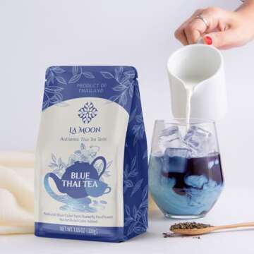 LA MOON TEA Blue Thai Tea Mix - Traditional Loose Leaf from Butterfly Pea Flower and Assam Black for...