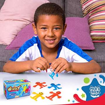 Stretchy Happy Man Toy Party Favors: Bendy Toys Set of 24 - Perfect Stretchy Toys Small Prizes for Goody Bag Stuffers and Egg Fillers