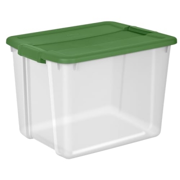 Sterilite 12 Gal Stackable Storage Bins 4-Pack Green Lids