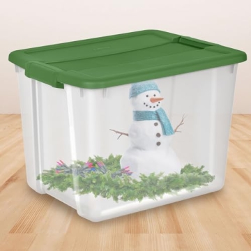 Sterilite 12 Gal Stackable Storage Bins 4-Pack Green Lids