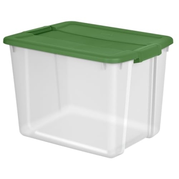 Sterilite 12 Gal Stackable Storage Bins 4-Pack Green Lids