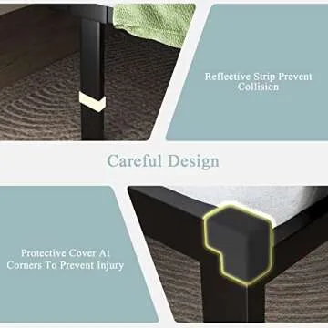 Feonase Queen Size Metal Bed Frame with Fabric Button Tufted Headboard, Platform Bed Frame with Heavy Duty Metal Slats, 12" Storage Space, Noise Free, No Box Spring Needed, Dark Grey