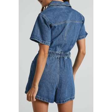 Trendy PLNOTME Women's Summer Denim Romper for Style