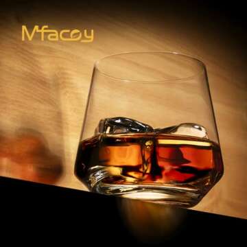 Mfacoy Drinking Glasses Set of 8-4 Tall Glass Cups 18 oz & 4 Short Stemless Wine Glasses 13 oz, High...