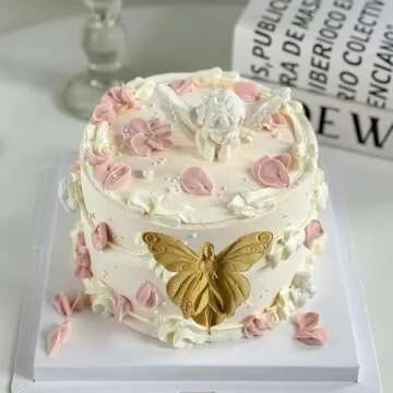 MINFEIDMS Flower Fairy Statue Fondant Mold Butterfly Fairy Silicone Mold For Cake Decorating Cupcake Topper Candy Chocolate Gum Paste Polymer Clay