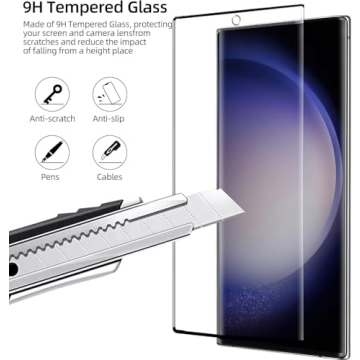 [2+2 Pack] for Samsung Galaxy S23 Ultra 5G Screen Protector Tempered Glass Camera Lens Protector,Touch Sensitive,Fingerprint Support,9H Hardenss