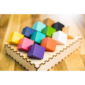Project Genius: Chroma Cube, A Colorful Logic Puzzle, 12 Colorful Wood Blocks, 25 Brainteaser Cards,...