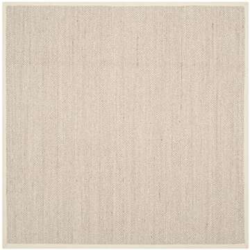 Safavieh Natural Fiber Collection Area Rug - 7' Square, Marble & Beige, Border Sisal Design, Easy Ca...