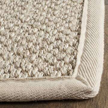 Safavieh Natural Fiber Collection Area Rug - 7' Square, Marble & Beige, Border Sisal Design, Easy Care, Ideal for High Traffic Areas in Living Room, Bedroom (NF143C)
