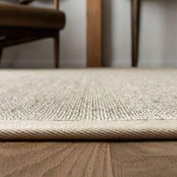 Safavieh Natural Fiber Collection Area Rug - 7' Square, Marble & Beige, Border Sisal Design, Easy Care, Ideal for High Traffic Areas in Living Room, Bedroom (NF143C)