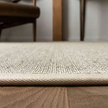 Safavieh Natural Fiber Collection Area Rug - 7' Square, Marble & Beige, Border Sisal Design, Easy Care, Ideal for High Traffic Areas in Living Room, Bedroom (NF143C)