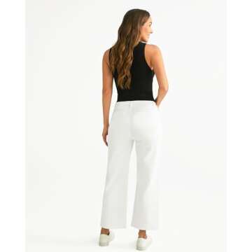 GRAPENT White Wide Leg Pants for Women White Jeans Women Straight Leg White Straight Leg Jeans for Women White Wide Leg Pants White Wide Leg Jeans for Women Color Off White Size S Small Size 4 Size 6