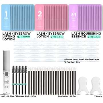 CLIONE PRIME Lash Lift Kit - 97 Pcs Eyelash Lift Kit, 15 Times Use Eyelash Perm Kit, Suitable for Sa...