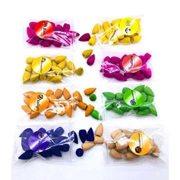 152 Pcs Backflow Incense Cones 8 Mixed Natural Scents Sandalwood Rose Lily Tulips Rosemary Lavender Sakura Osmanthus(Incense Cones)