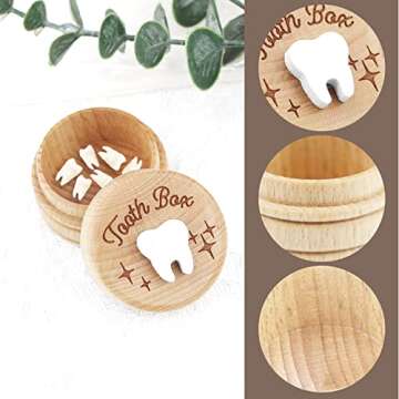 Xunboo Wooden Tooth Fairy Box Dropped Tooth Keepsake Storage Box for Boys and Girls Cute Lost Tooth Holder Toddler Teeth Case (1 Piece)