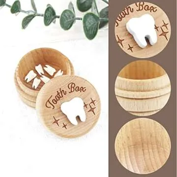Xunboo Wooden Tooth Fairy Box Dropped Tooth Keepsake Storage Box for Boys and Girls Cute Lost Tooth Holder Toddler Teeth Case (1 Piece)