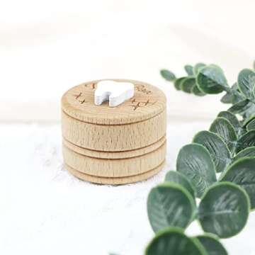 Xunboo Wooden Tooth Fairy Box Dropped Tooth Keepsake Storage Box for Boys and Girls Cute Lost Tooth Holder Toddler Teeth Case (1 Piece)