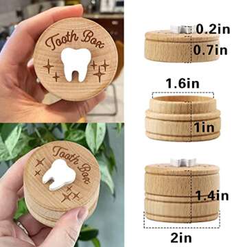 Xunboo Wooden Tooth Fairy Box Dropped Tooth Keepsake Storage Box for Boys and Girls Cute Lost Tooth Holder Toddler Teeth Case (1 Piece)