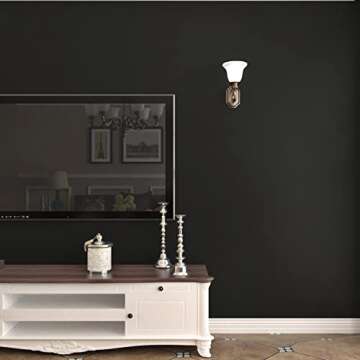 WESTICK Matte Black Wallpaper Peel and Stick Matt Thick Black Contact Paper Self Adhesive Black Peel...