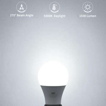 CYLYT 100W Equivalent LED Light Bulbs - Daylight White 5000K, E26 Standard Base, 4-Pack for Home & O...