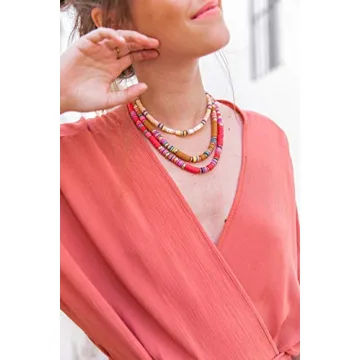 Rainbow Surfer Heishi Bead Choker Boho Beach Jewelry