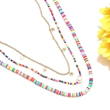 Rainbow Surfer Heishi Bead Choker Boho Beach Jewelry