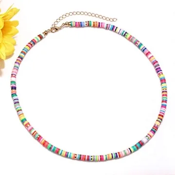 Rainbow Surfer Heishi Bead Choker Boho Beach Jewelry