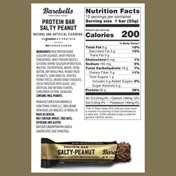 Barebells Protein Bars Salty Peanut - 12 Count, 1.94oz Bars with 20g of High Protein - Chocolate Protein Bar with 1g of Total Sugars - Perfect on The Go Protein Snack & Breakfast Bar