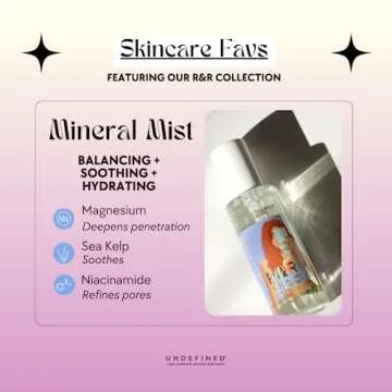 Undefined Beauty R&R Mineral Mist Soothing + Balancing Toner Spray 3.4oz infused with Niacinamide, S...