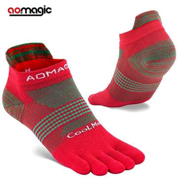 aomagic Toe Socks Men Women Athletic Running Five Finger Colorful Sports Sock,Soft Comfy,Moisture Wi...