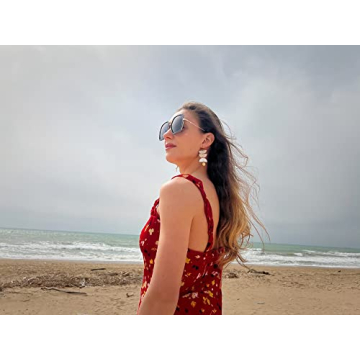 WOWSUN Oversized Big Fashion Sunglasses For Women Irregular Fashion Shades (Black+Red Green)