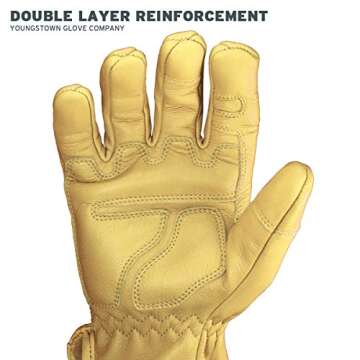 Youngstown Glove Ground Double Layered Leather Work Gloves For Men - Arc Rated, Puncture Resistant - Tan, Large