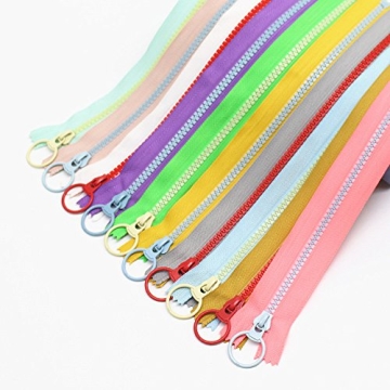 YaHoGa 10PCS Colorful 10 Inch Plastic Zippers for Sewing