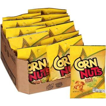 CORN NUTS Chile Picante con Limon Flavored Corn Kernels, Crunchy Corn Snack, Snack Box, Variety Pack...