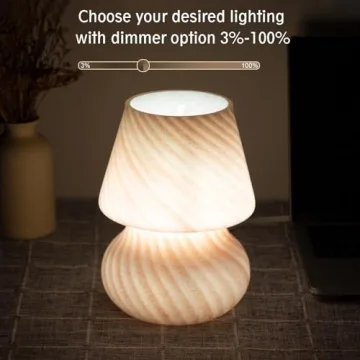 COOSA Dimmable Pink Striped Mushroom Lamp for Kids