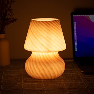 COOSA Dimmable Pink Striped Mushroom Lamp for Kids