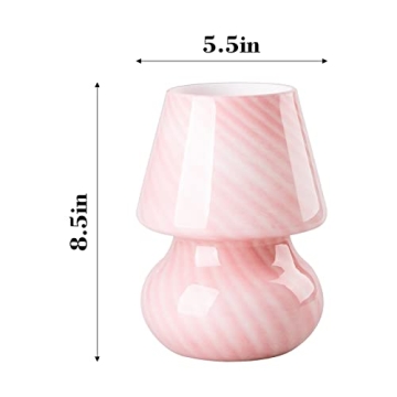 COOSA Dimmable Pink Striped Mushroom Lamp for Kids