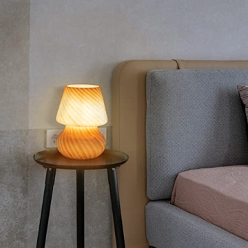 COOSA Dimmable Pink Striped Mushroom Lamp for Kids