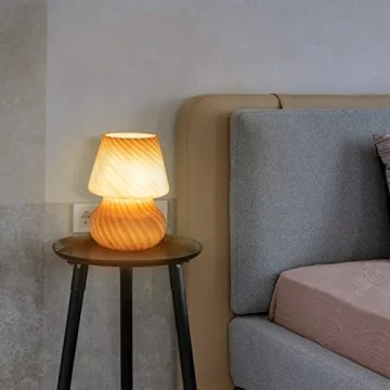 COOSA Dimmable Pink Striped Mushroom Lamp for Kids