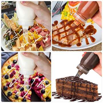 Condiment Porous Squeeze Bottles, Squeeze Bottles for Sauces, Salad Dressing Bottles, Ketchup Bottles Squeeze 3-Pack 14 oz, Syrup Dispenser, Great for Ketchup, Salad, BBQ Sauce, Oil,(14oz 3 pack)
