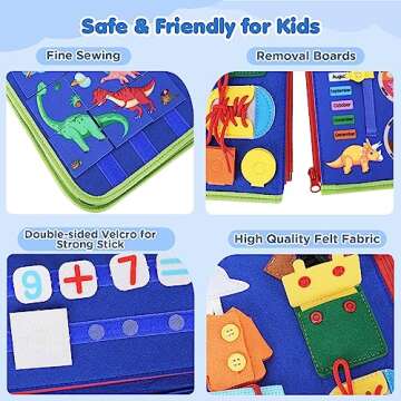 Busy Board for Toddlers Boys Girls Montessori Toys for 1 2 3 4 Year Old, Busy Book Preschool Learning Activities with Alphabet Number, Animal Travel Toys Birthday Gifts for Plane Car Motor Skills